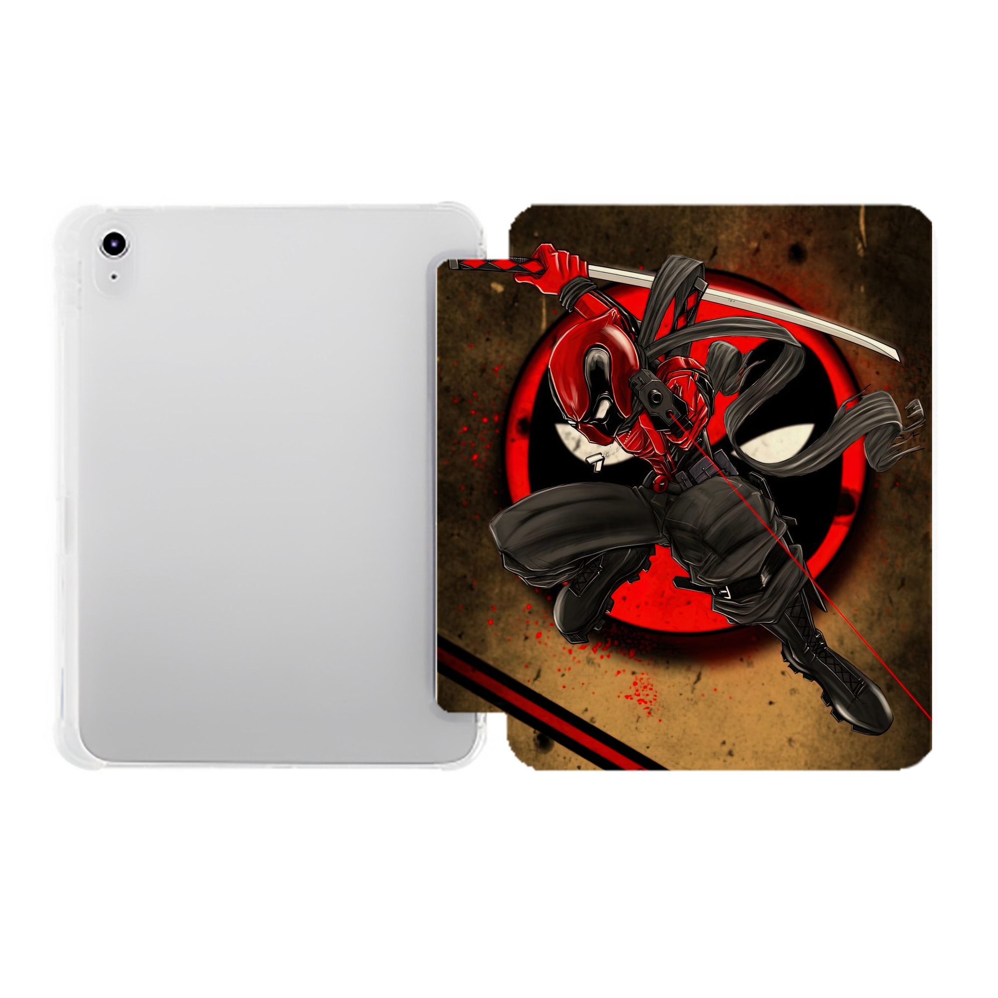 （画像用） Deadpool デッドプール IPad ケース ペン収納付き 三つ折りスタンド PUレザー×シリコン 対応機種9.5/10.5/10.9インチ